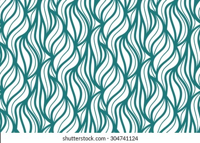 Abstract vector seamless wave background of plants drawn lines