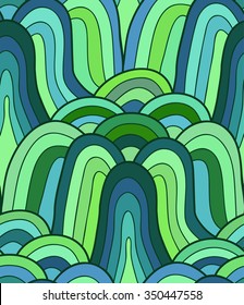 Abstract vector seamless wave background of plants drawn lines