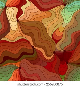 Abstract vector seamless wave colorful background of drawn lines