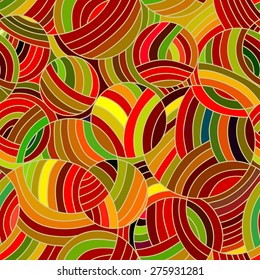 Abstract vector seamless wave colorful background of doodle drawn lines