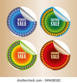 Abstract vector season sticker set. Colorful and glossy. Vector illustration.