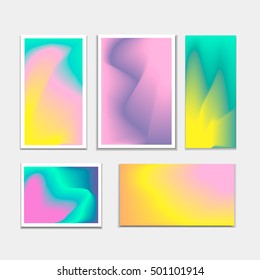 Abstract vector set background holographic colorful effect, sample templates, 1980s memphis style, vector eps 10