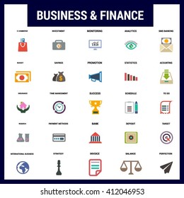Abstract vector set of Business and Finance icons. Concepts and design elements for mobile and web applications.
