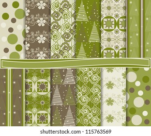 Abstract Vector Set Of Christmas Paper For Scrapbook