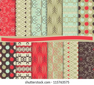 Abstract vector set of Christmas paper for scrapbook