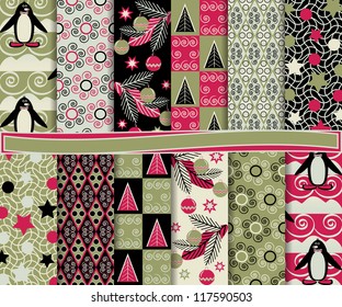 Abstract vector set of Christmas paper paper for scrapbook