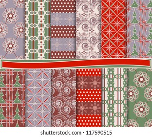 Abstract vector set of Christmas paper for scrapbook