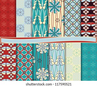 Abstract vector set of Christmas paper for scrapbook