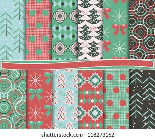 Abstract vector set of Christmas paper for scrapbook