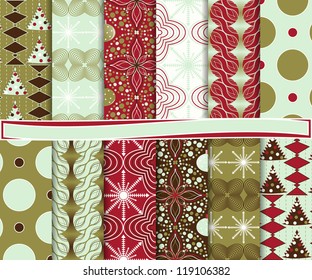 Abstract vector set of Christmas paper for scrapbook