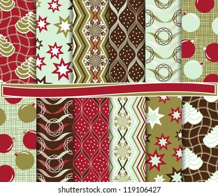 Abstract vector set of Christmas paper for scrapbook