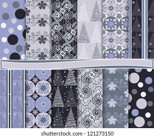 Abstract vector set of Christmas paper for scrapbook