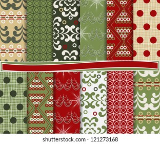 Abstract vector set of Christmas paper for scrapbook