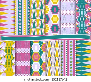 Abstract vector set of Christmas paper for scrapbook