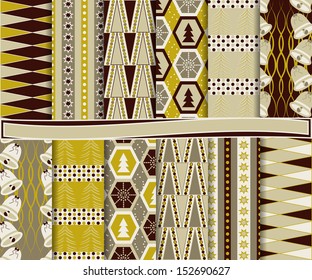Abstract vector set of Christmas paper for scrapbook