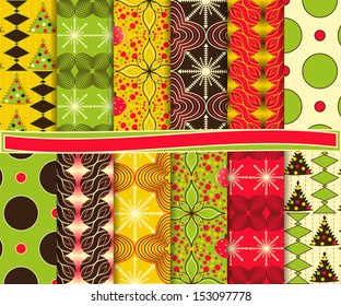 Abstract vector set of Christmas paper for scrapbook