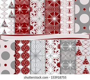 Abstract Vector Set Of Christmas Paper For Scrapbook