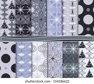 Abstract vector set of Christmas paper for scrapbook
