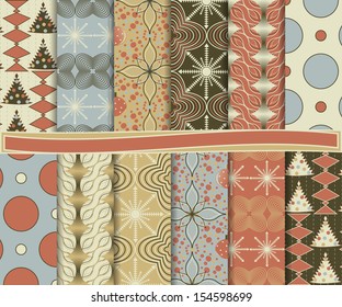 Abstract vector set of Christmas paper for scrapbook