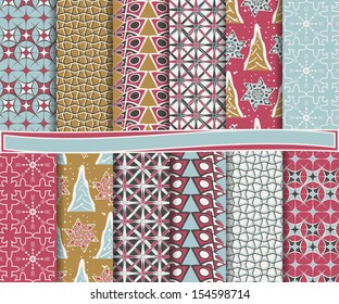Abstract vector set of Christmas paper for scrapbook