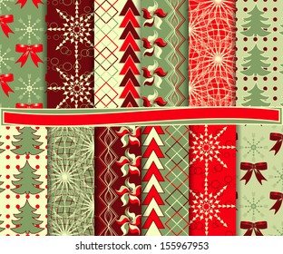 Abstract vector set of Christmas paper for scrapbook
