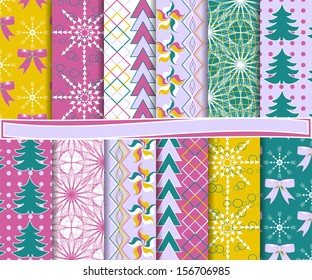 Abstract vector set of Christmas paper for scrapbook