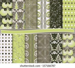 Abstract vector set of Christmas paper for scrapbook