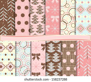 Abstract vector set of Christmas paper for scrapbook