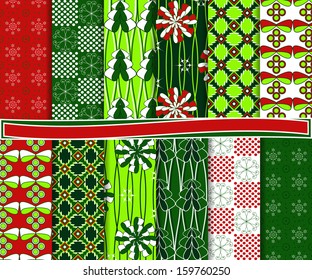 Abstract vector set of Christmas paper for scrapbook