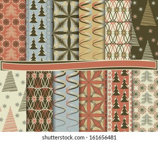 Abstract vector set of Christmas paper for scrapbook