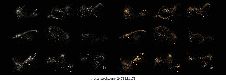 Abstrakte Vektorgrafik-Set von Konfetti Luxus-Gold-Glitzer und Weiß-Farbspritzer-Textur-Designelement