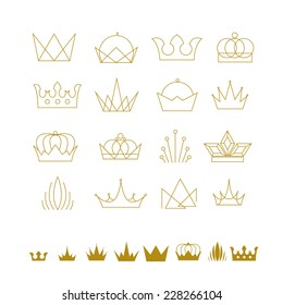 abstract vector set of crowns creative ideas and objects for design