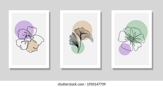 Abstract vector set design with shapes and hand-drawn lines of artistic background in trendy color. Modern art, isolated poster collage, social media, stories, fashion style, hand-painted frames.