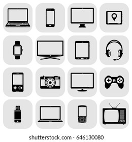 Abstract Vector Set Of Digital Devices And Electronic Gadgets Icons