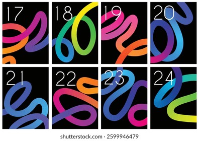 Abstract vector set of doodle geometric curve gradient wave pattern background