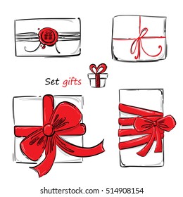 Abstract vector set of gifts. Isolated.