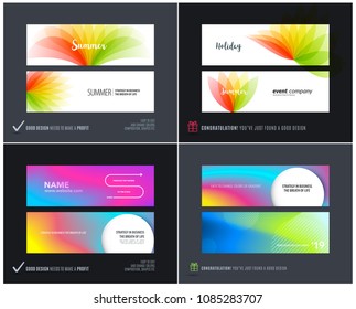 Abstract vector set of horizontal website banners with colourful flowers abstract shapes for web design.