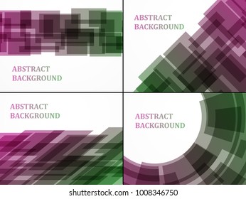 Abstract vector set layout template 
 background. purple and green