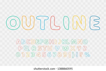 Abstract vector set of letters in doodle outline style