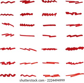 Abstract vector set of marker lines and smears for art design