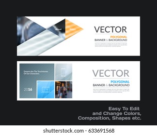 Abstract vector set of modern horizontal website banners with colourful triangles, lines, shapes for construction, teamwork, tech, communication. Clean web headers design with overlay effect. 