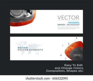 Abstract vector set of modern horizontal website banners with colourful soft, pebble shapes for construction, teamwork, tech, communication. Clean web headers design with overlay effect. 