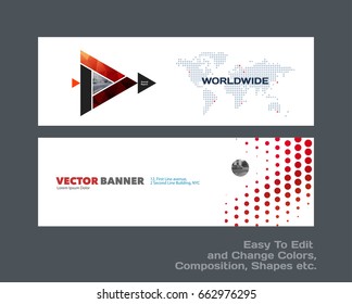 Abstract vector set of modern horizontal website banners with colourful triangle