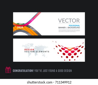 Abstract vector set of modern horizontal website banners with colourful soft rounded shapes for construction, teamwork
