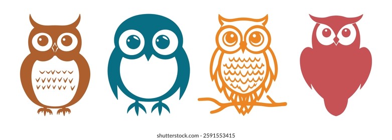 Abstract Vector Set of Owl Bird Icon or Logo Design Template