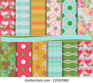 Abstract vector set of paper for scrapbook Valentine's Day