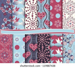 Abstract vector set of paper for scrapbook Valentine's Day