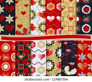 Abstract vector set of paper for scrapbook Valentine's Day
