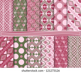Abstract vector set of paper for scrapbook Valentine's Day