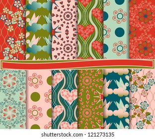 Abstract vector set of paper for scrapbook Valentine's Day